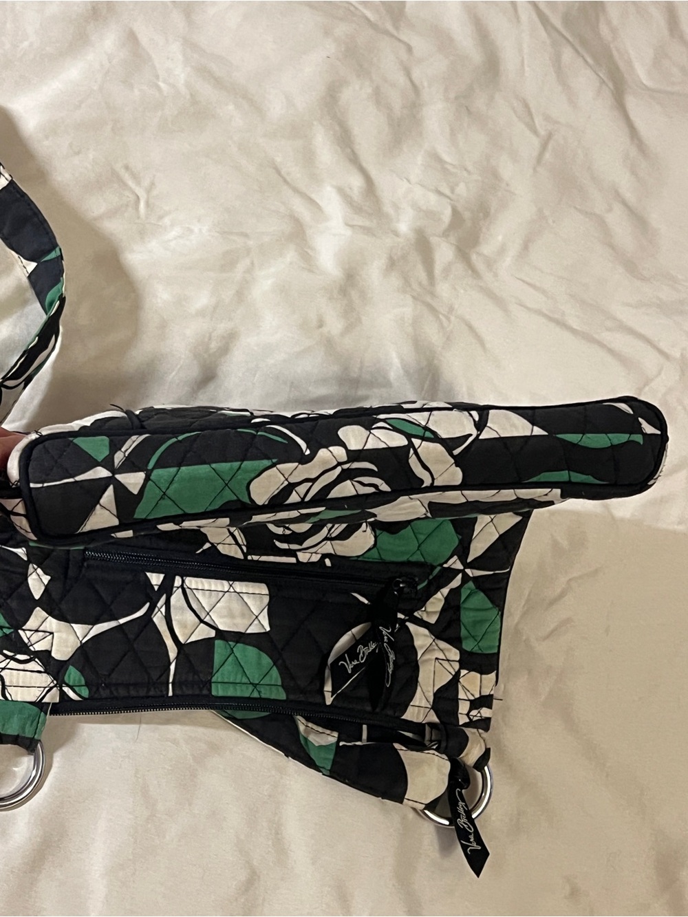 Vera Bradley Imperial Rose Black Green Cream Floral Quilted Crossbody - Picture 7 of 8